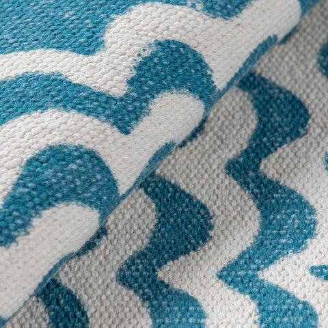 Blue Waves Cotton Kalamkari Dhurrie Rug – 2x3 - Eyaas