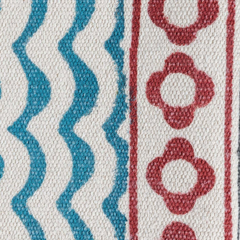 Blue Waves Cotton Kalamkari Dhurrie Rug – 2x3 - Eyaas