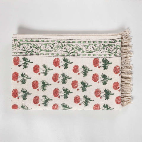 Floral Kalamkari Cotton Rug 2x6 ft - White Pink