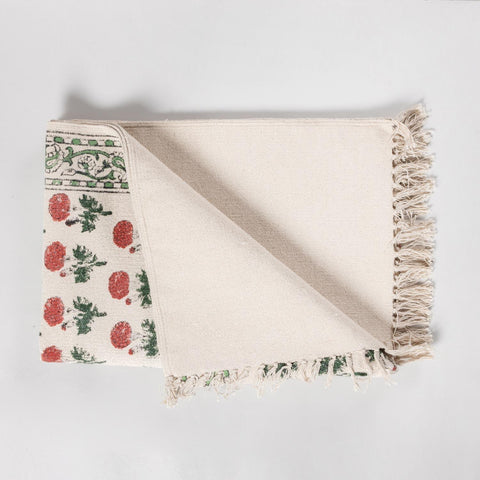 Floral Kalamkari Cotton Rug 2x6 ft - White Pink