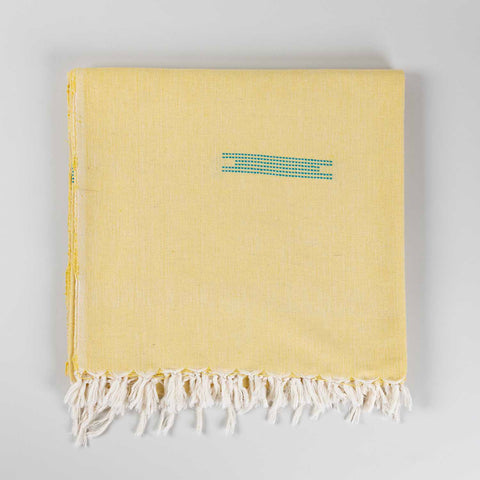Hand-woven Bawan Buti Single Bedcover, Yellow