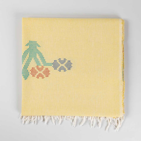 Hand-woven Bawan Buti Single Bedcover, Yellow