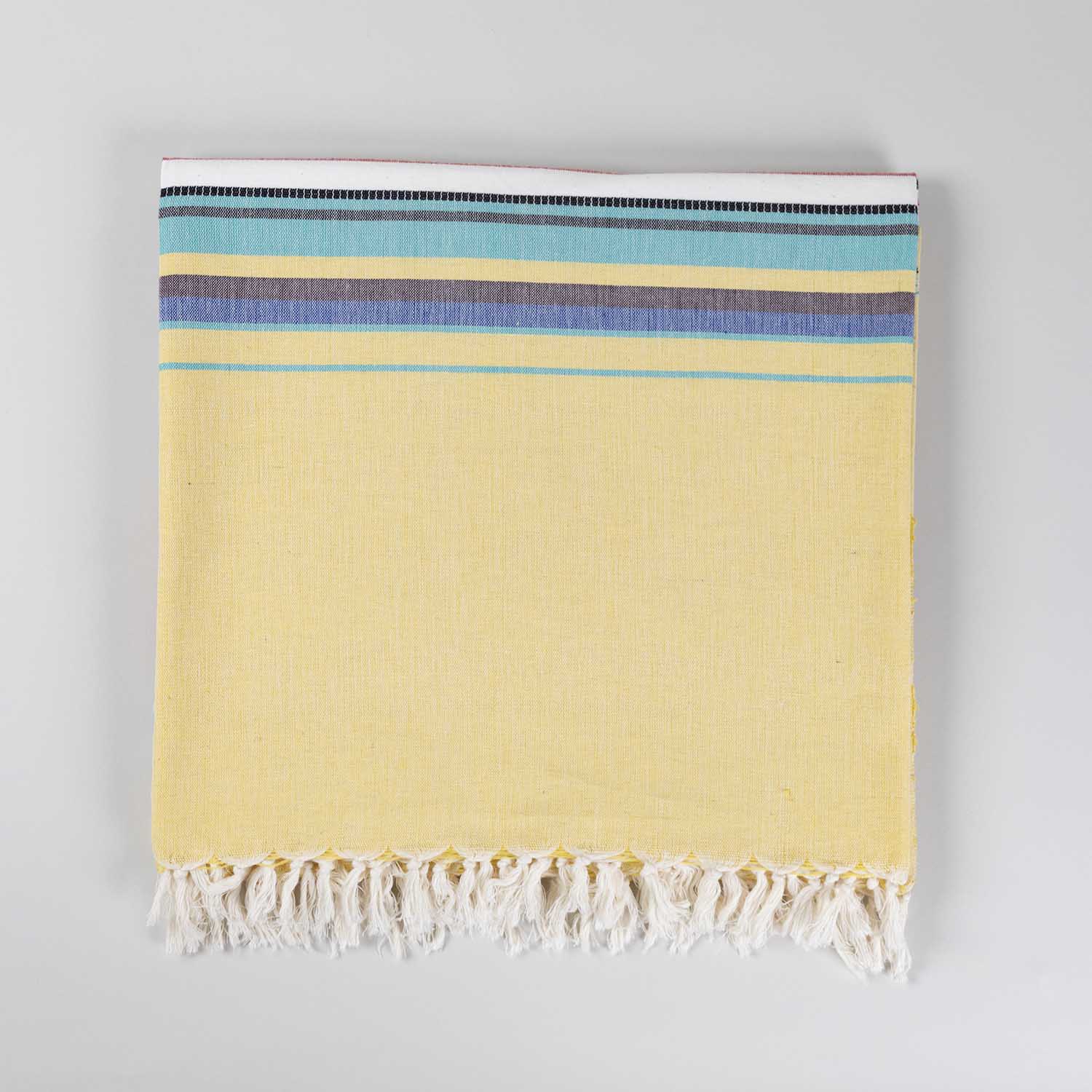 Hand-woven Baavan Buti Single Bedcover, Yellow