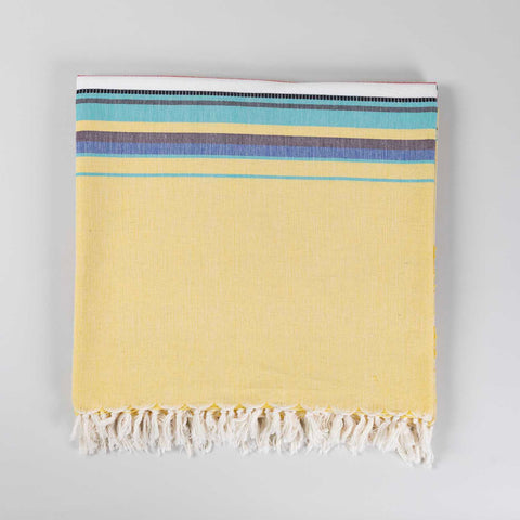 Hand-woven Baavan Buti Single Bedcover, Yellow