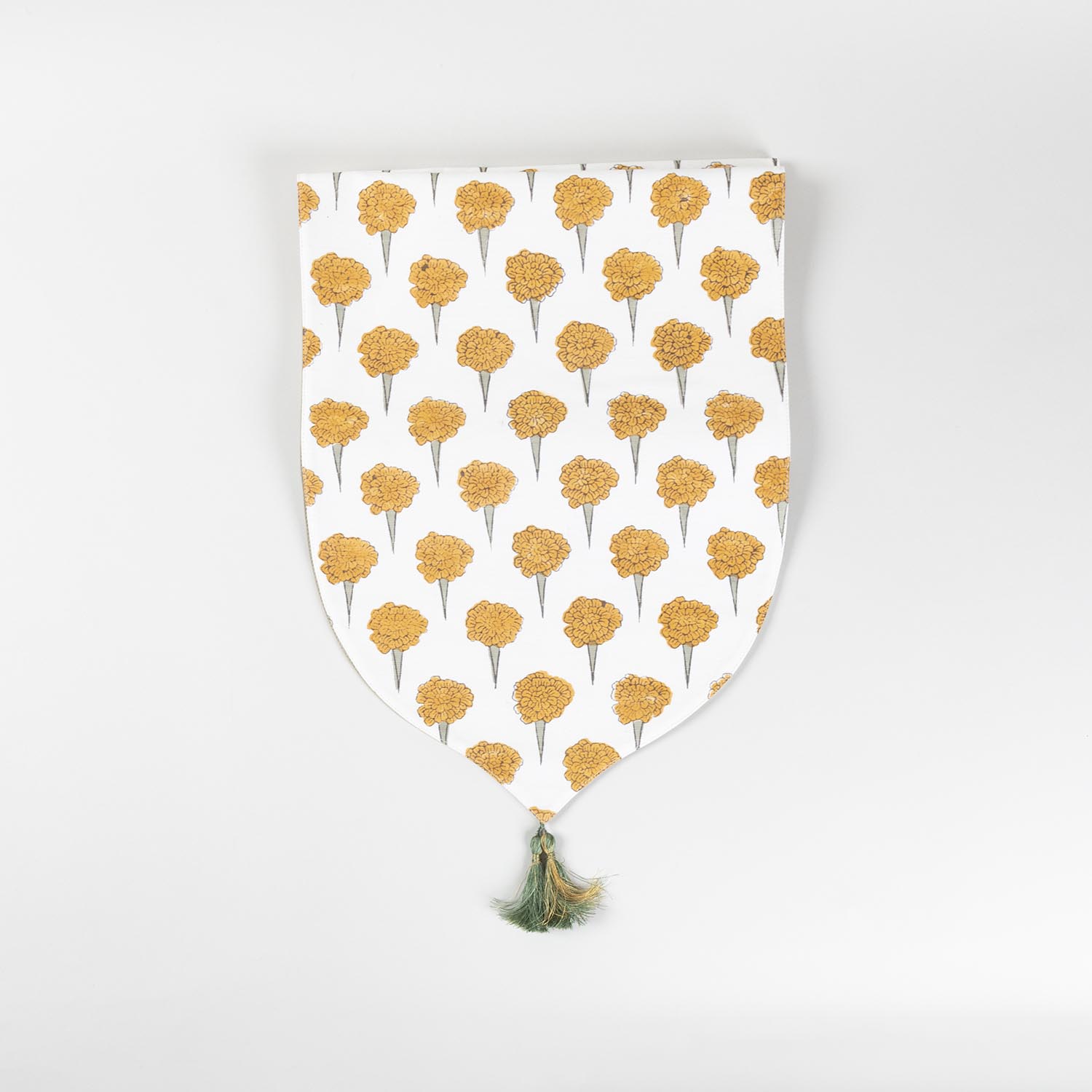 Marigold Buta Block-Printed Chanderi Table Runner