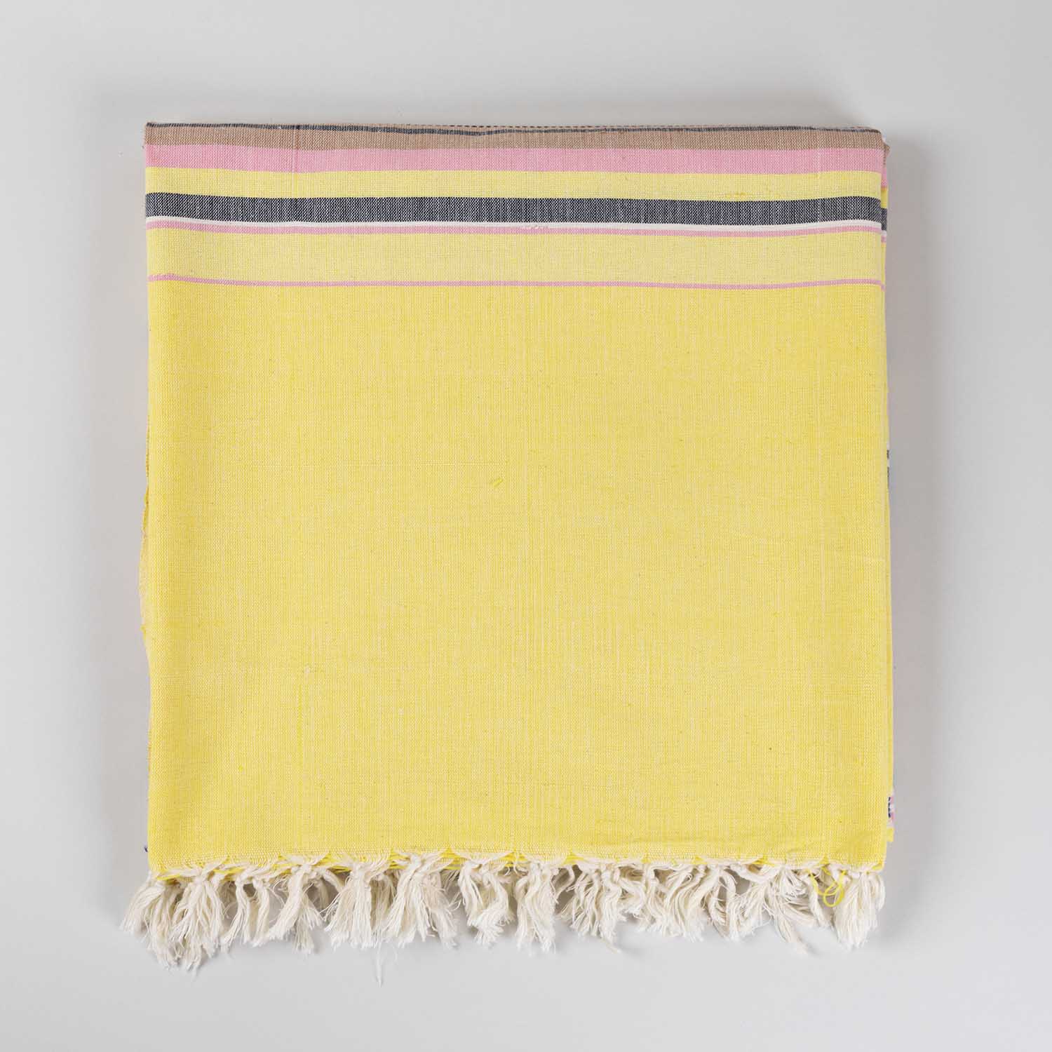 Hand-woven Bawan Buti Single Bedcover, Yellow & Black