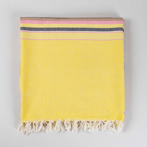 Hand-woven Bawan Buti Single Bedcover, Yellow & Black
