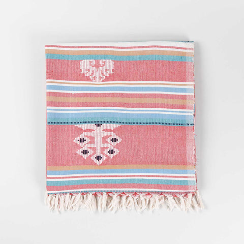 Hand-woven Bawan Buti Single Bedcover, Carrot Red