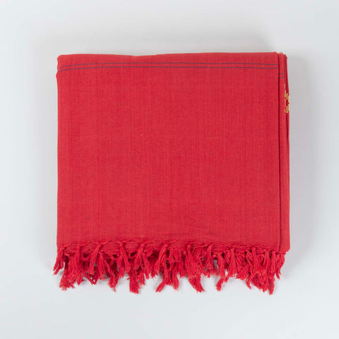 Hand-woven Bawan Buti Double Bedcover, Red