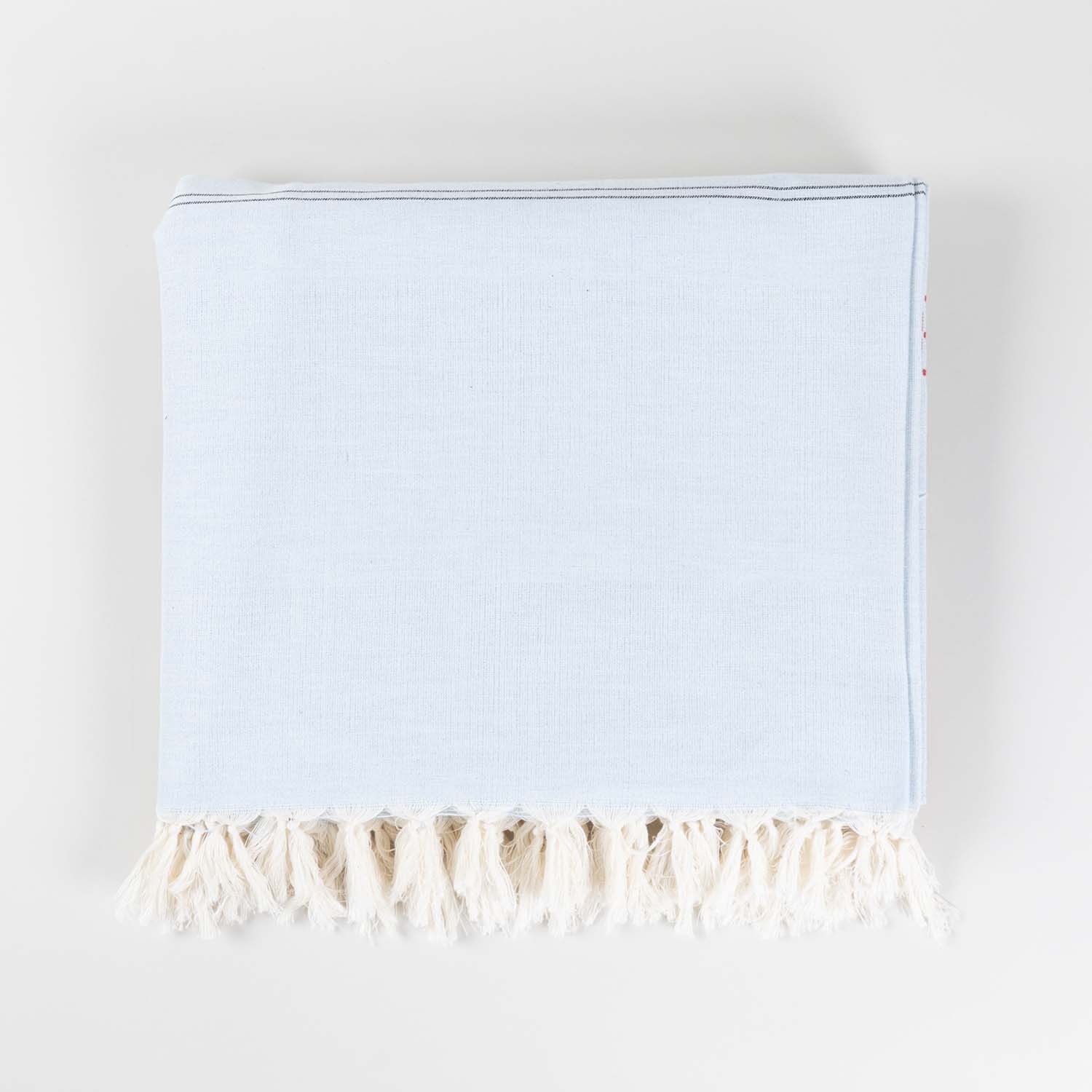 Hand-woven Bawan Buti Double Bedcover, Light Blue