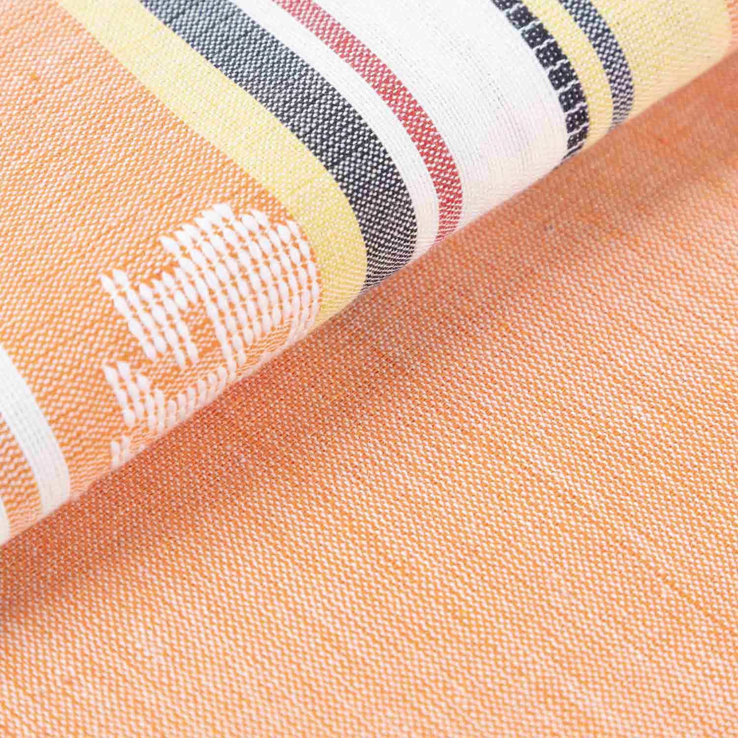 Hand-woven Bawan Buti Double Bedcover, Light Orange