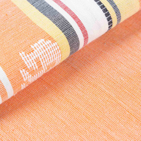 Hand-woven Bawan Buti Double Bedcover, Light Orange