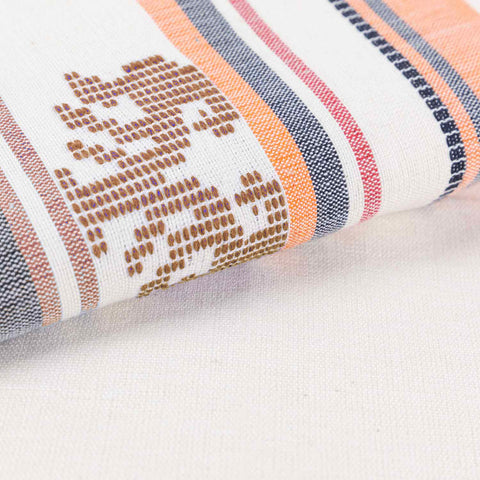 Hand-woven Baavan Buti Double Bedcover, White