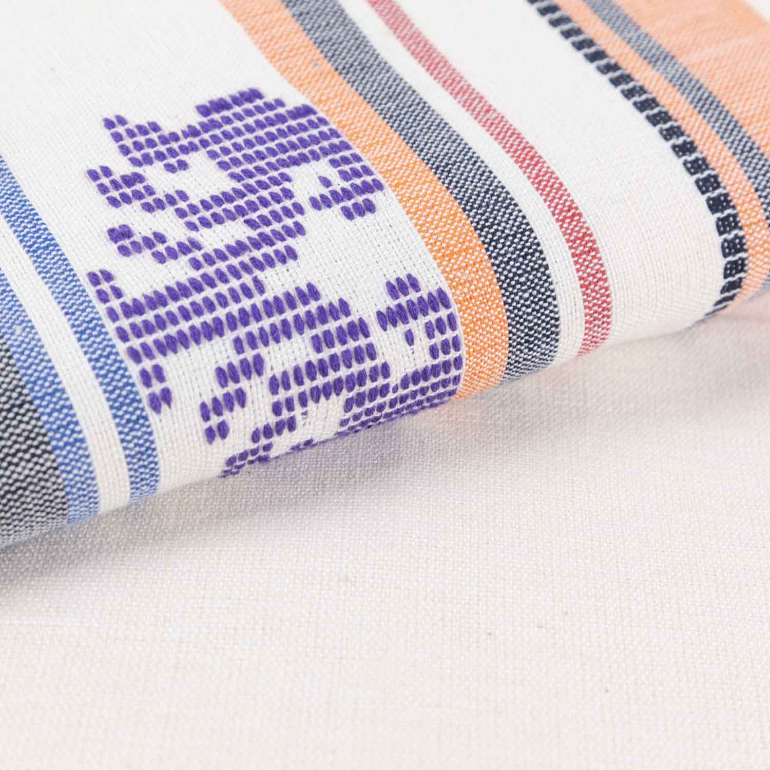 Hand-woven Baavan Buti Double Bedcover, White