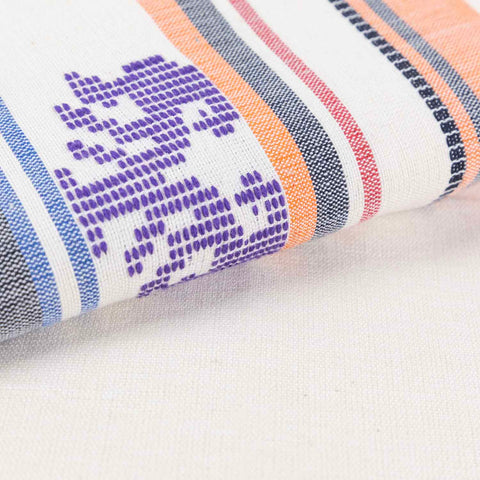 Hand-woven Baavan Buti Double Bedcover, White