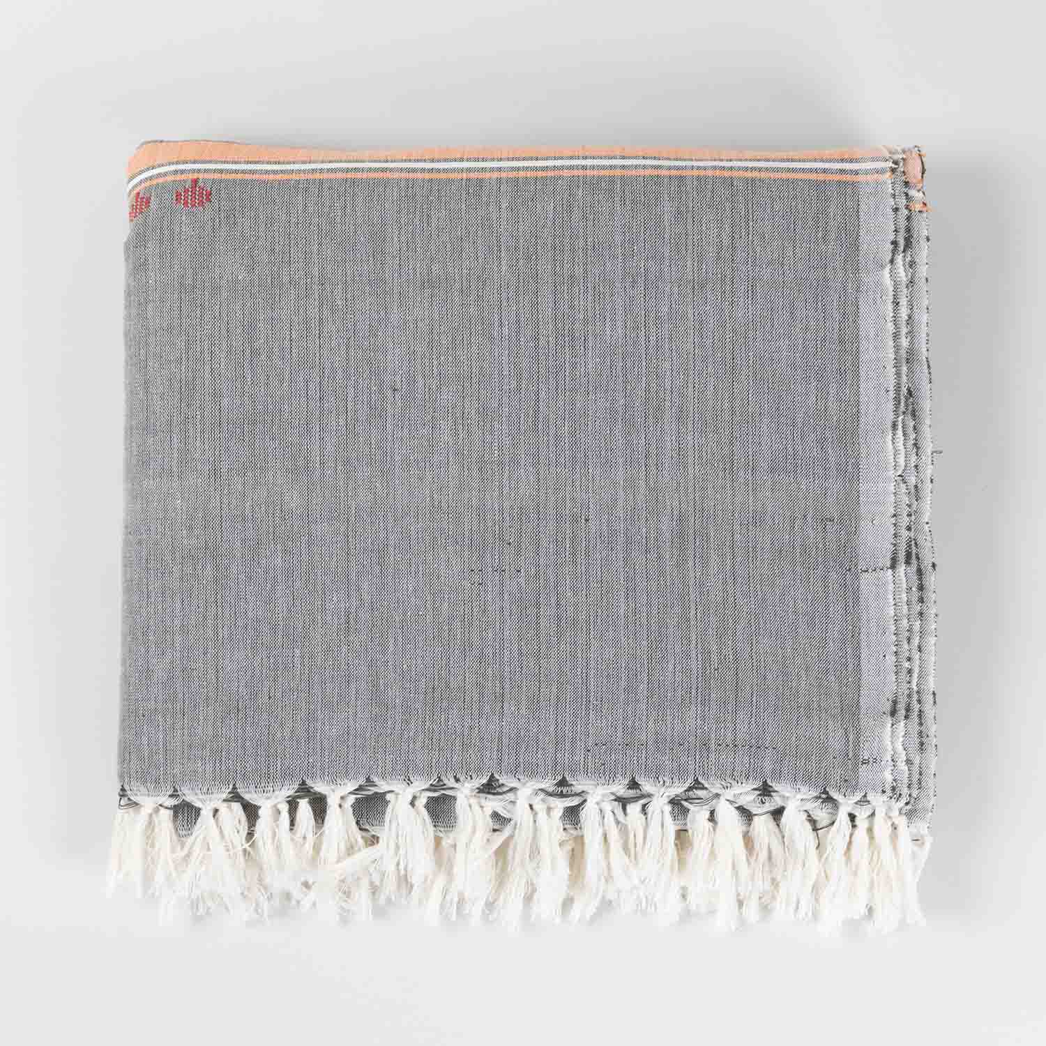 Hand-woven Bawan Buti Double Bedcover, Grey