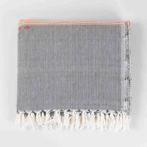 Hand-woven Bawan Buti Double Bedcover, Grey