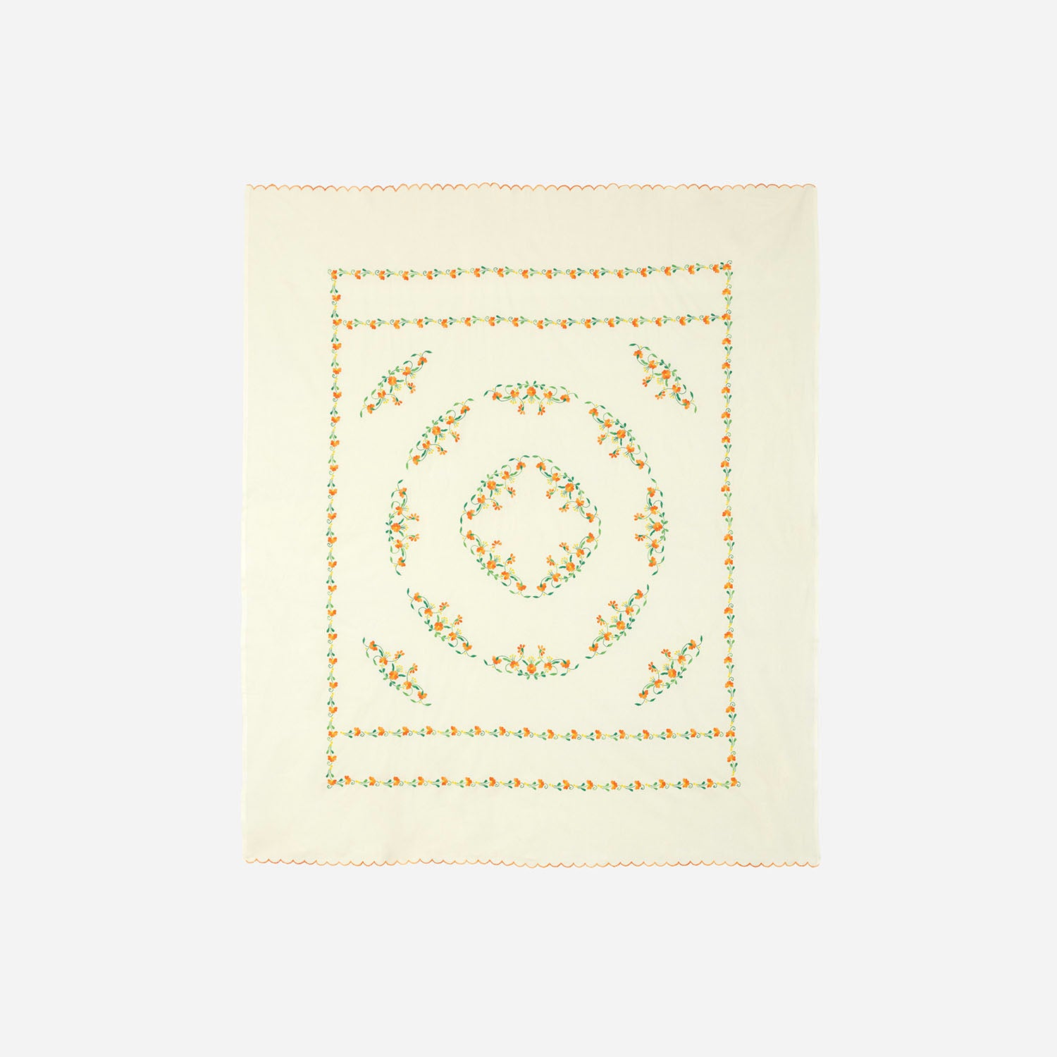 Orange Trail Embroidered Bedcover & 2 Pillow Cases