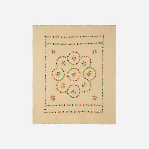 Floral Embroidered Bedcover & 2 Pillow Cases, Brown