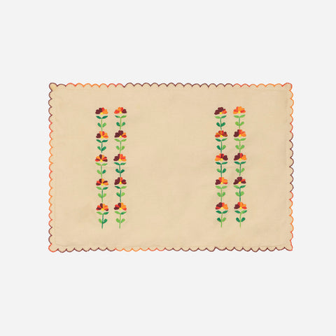 Floral Embroidered Bedcover & 2 Pillow Cases, Brown