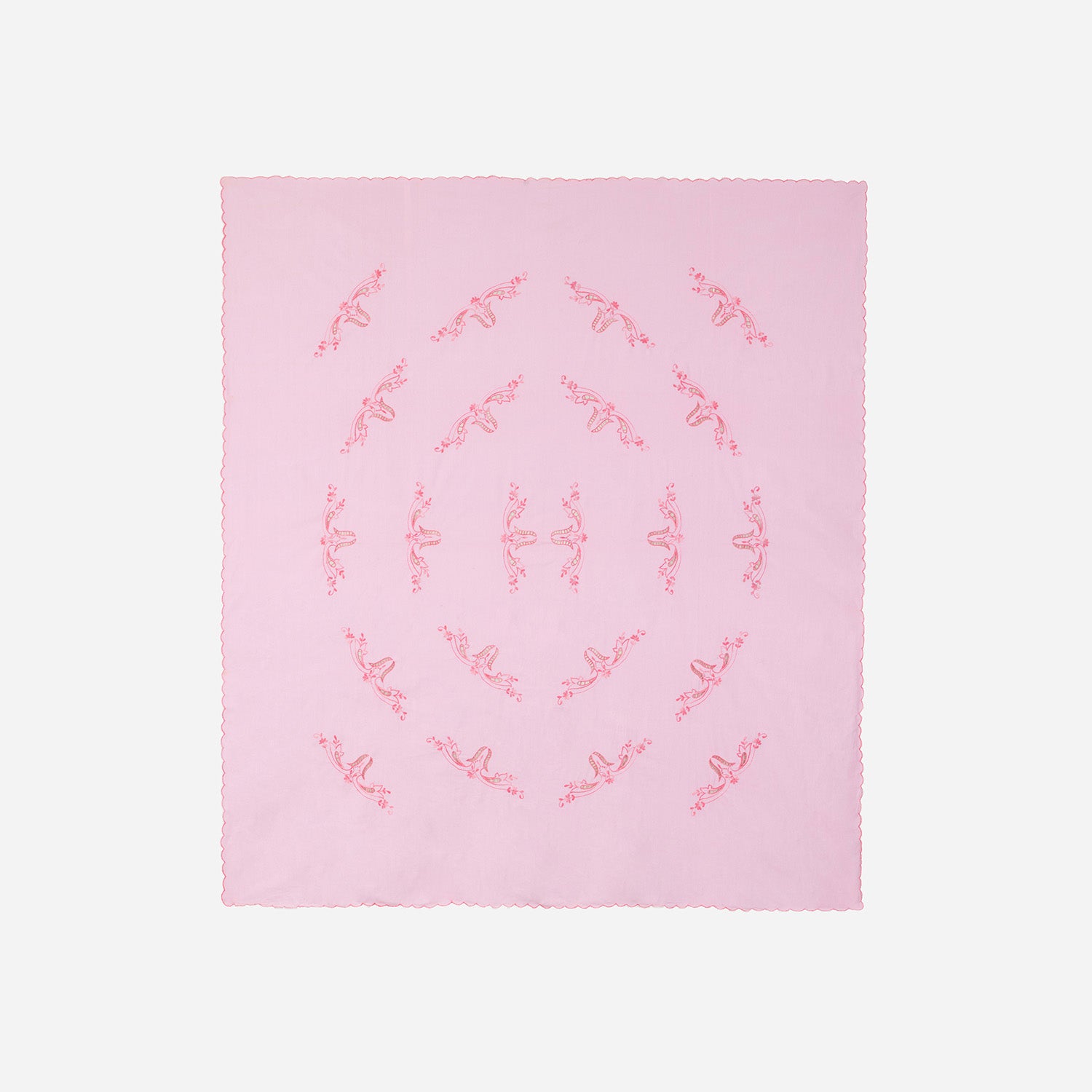 Embroidered Bedcover & 2 Pillow Cases, Pink