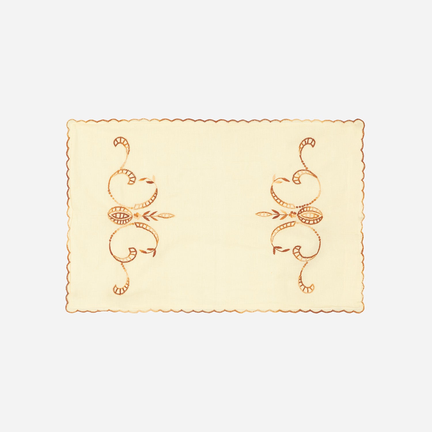 Embroidered Bedcover & 2 Pillow Cases, Brown
