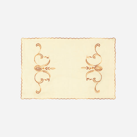 Embroidered Bedcover & 2 Pillow Cases, Brown
