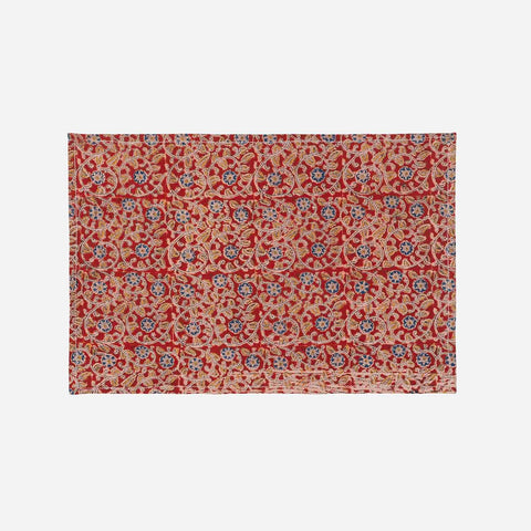 Floral Block Printed Kalamkaari Bedcover & Pillow Cases