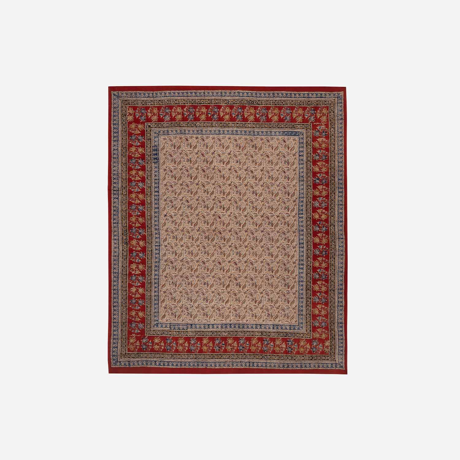 Pinwheel Block Printed Kalamkaari Bedcover & Pillow Cases