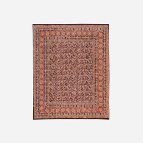 Circular Block Printed Kalamkaari Bedcover & Pillow Cases