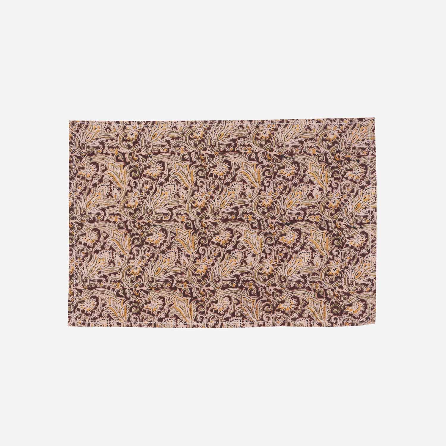 Circular Block Printed Kalamkaari Bedcover & Pillow Cases