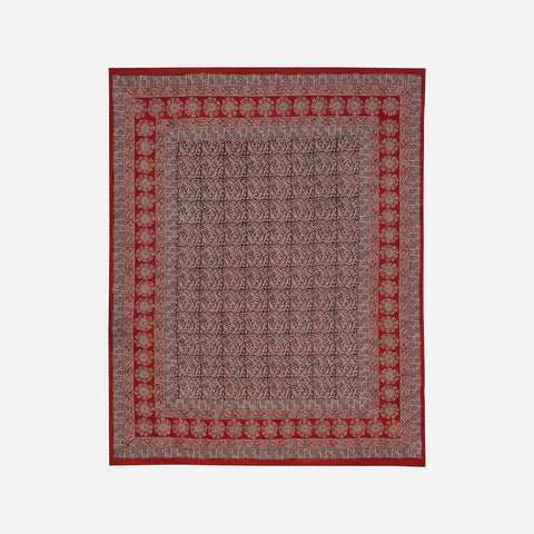 Cosmos Block Printed Kalamkaari Bedcover & Pillow Cases