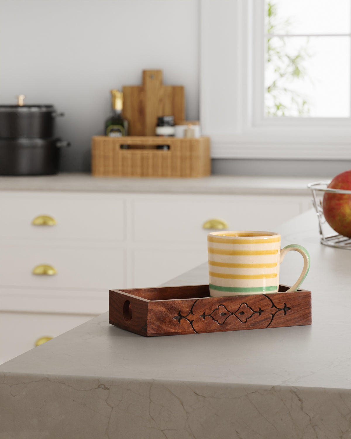 Wooden Tray + Ceramic Mug