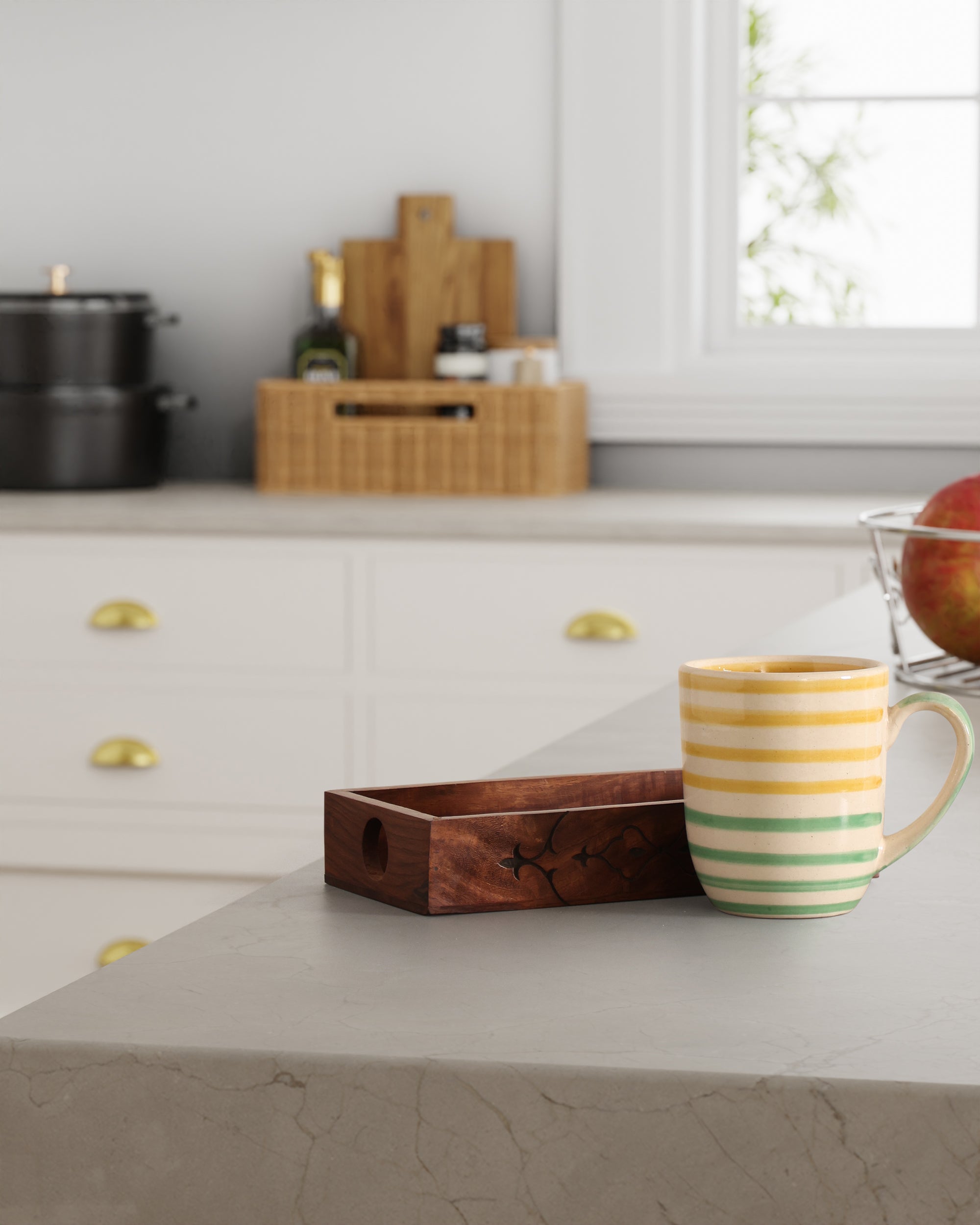 Wooden Tray + Ceramic Mug