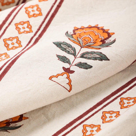 Vertical Striped Block Print King Bed Cover - Eyaas