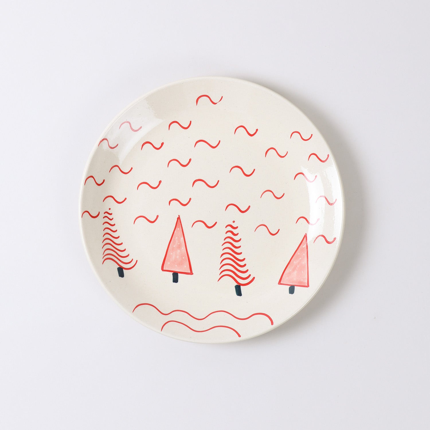 White & Red Christmas Tree Ceramic Set of 2, Plate & Mug