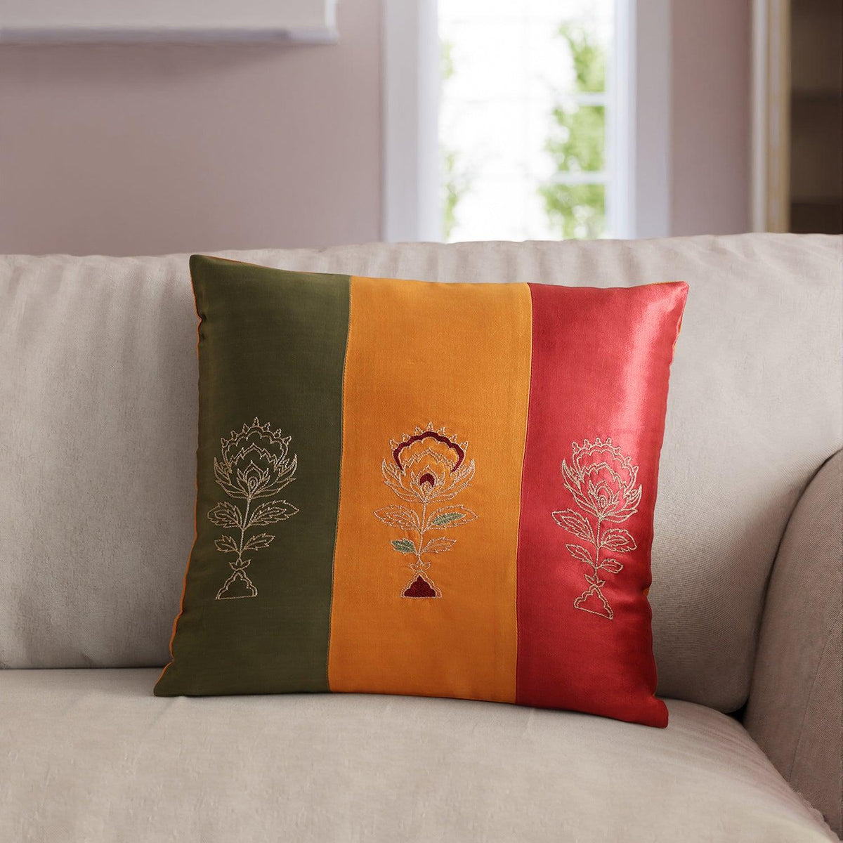 Hand Embroidered Cushion Cover