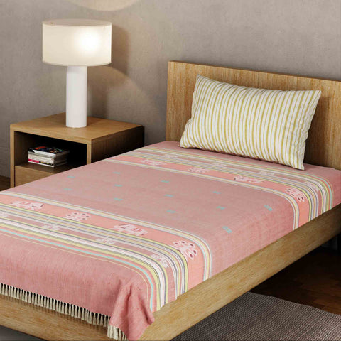 Hand-woven Bawan Buti Single Bedcover, Brown
