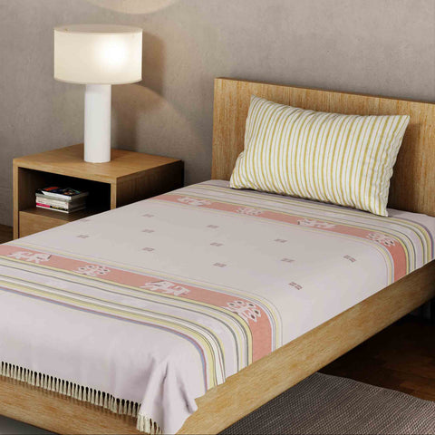 Hand-woven Bawan Buti Single Bedcover, Lavender