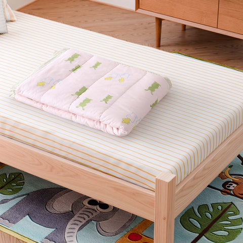 Pastel Bunny with Carrot Block Print Quilt 40x60 Inches