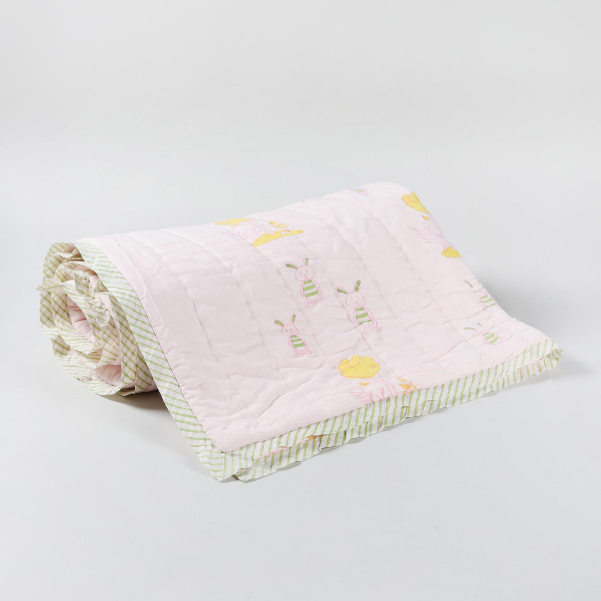 Bunny with Tree Block Print Quilt 40x60 Inches