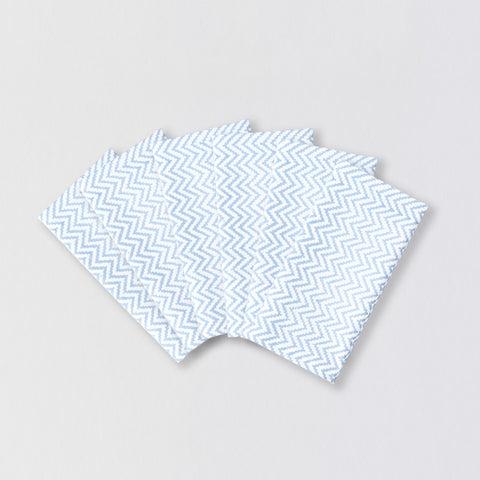 Light Blue Zigzag Block Printed Dinner Napkins 18x18