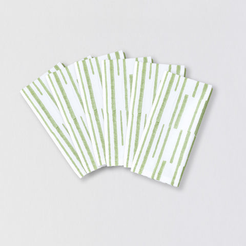 Green Stripe Block Printed Dinner Napkins 18x18