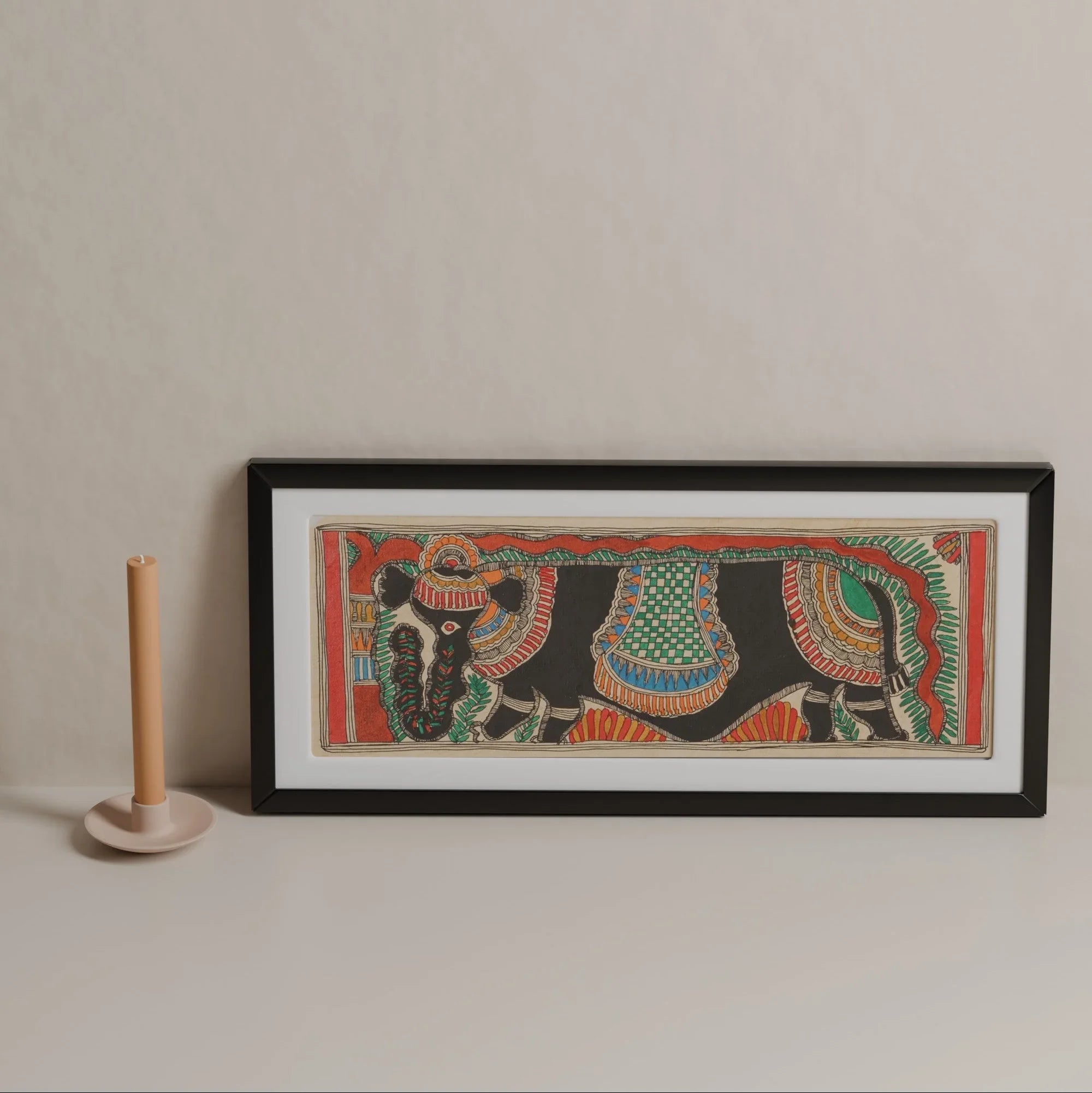 Madhubani  Elephant Wall Painting