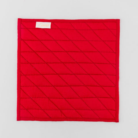 Dabu Hand Printed Fabric Trivet - 8.5x8.5, Striped Rust - Eyaas