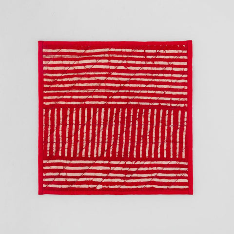 Dabu Hand Printed Fabric Trivet - 8.5x8.5, Striped Rust - Eyaas