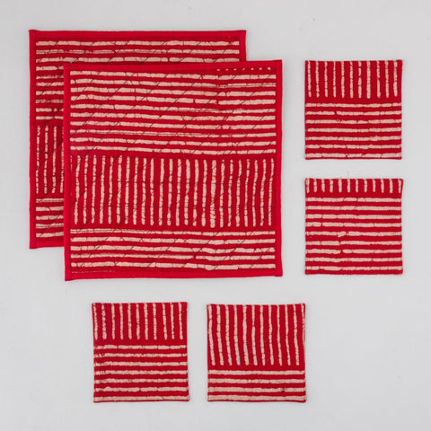 Rust Striped Fabric Trivets & Coasters - Set of 6 - Eyaas