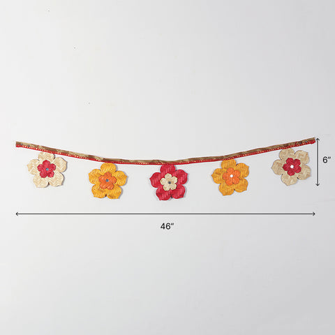 Dimensions of bamboo flower door toran showing 46-inch width and 6-inch height
