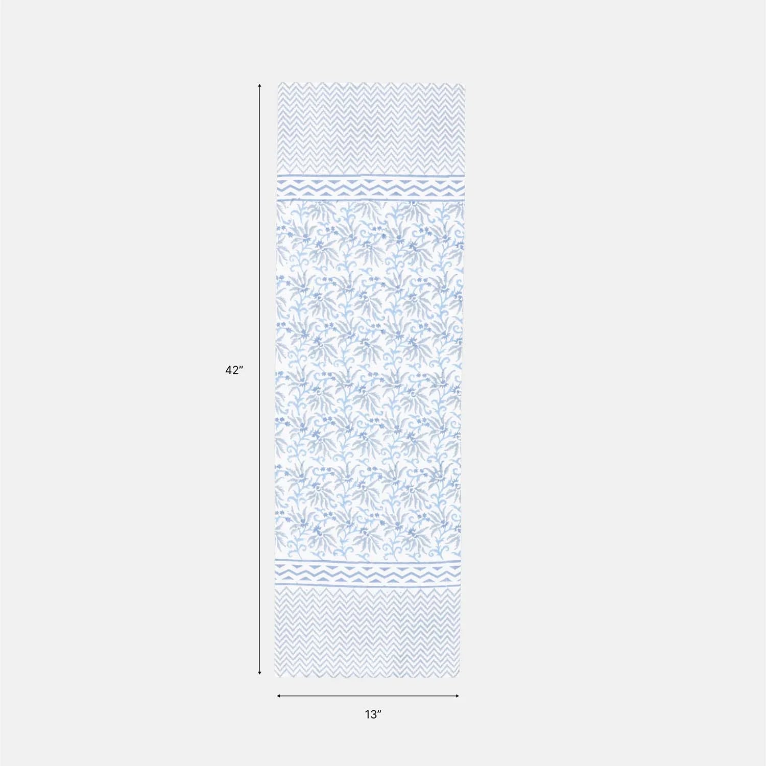 13 x 42 inch blue lily block printed cotton table runner size guide for 2 to 4 seater tables
