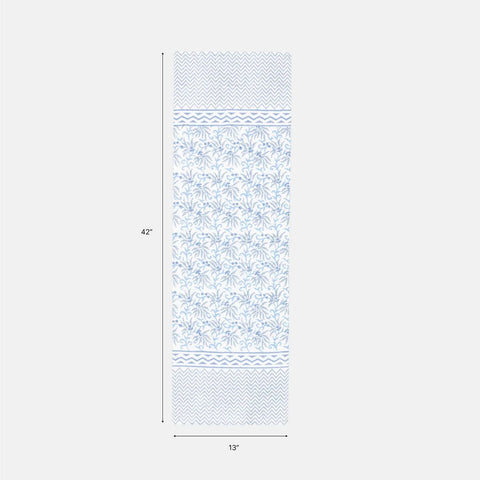 13 x 42 inch blue lily block printed cotton table runner size guide for 2 to 4 seater tables